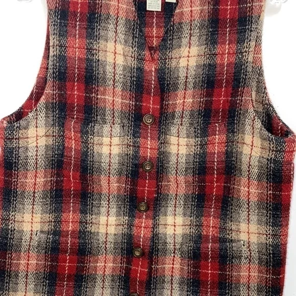 Eddie Bauer Legends Plaid Button Wool Vest Women’s Size Medium - Picture 5 of 12